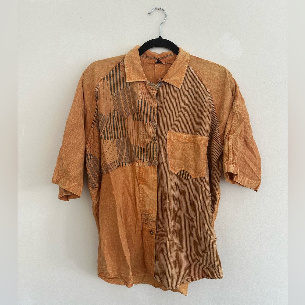 Vintage Patchwork Button-Up Shirt